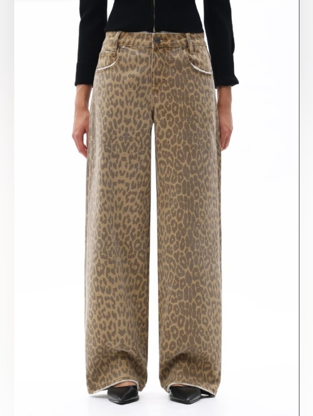 Bayeas Leopard-Print Wide-Leg Pants - Brown